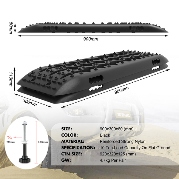 X Bull Boards 10T 2 Pairs/ Sand Mud Snow Mounting Bolts Pins Gen 2.0 Black Recovery Tracks
