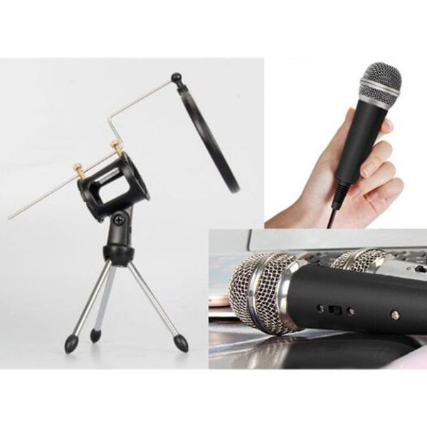 Condenser Microphone For Phone With Stand Computer Recording Podcasting Mobile Android Black Microphones