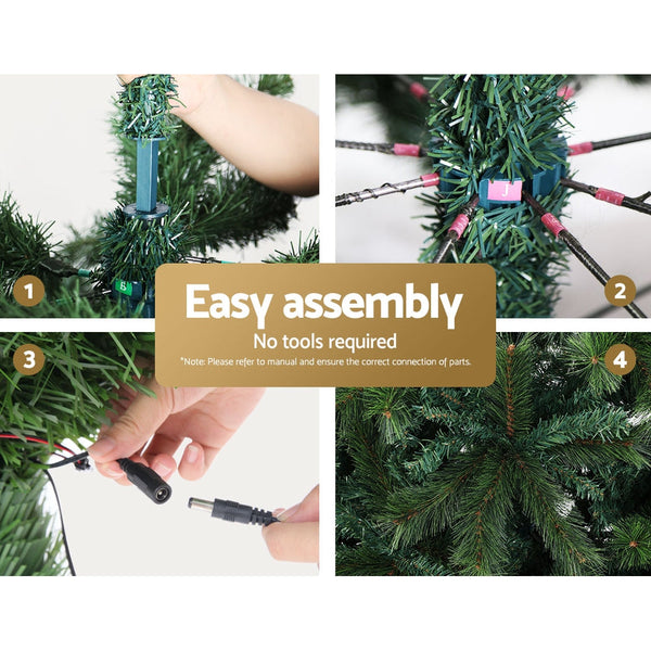 Jingle Jollys Christmas Tree 1.8M Xmas 1980 Led Lights Modes Warm White Seasonal Decorations