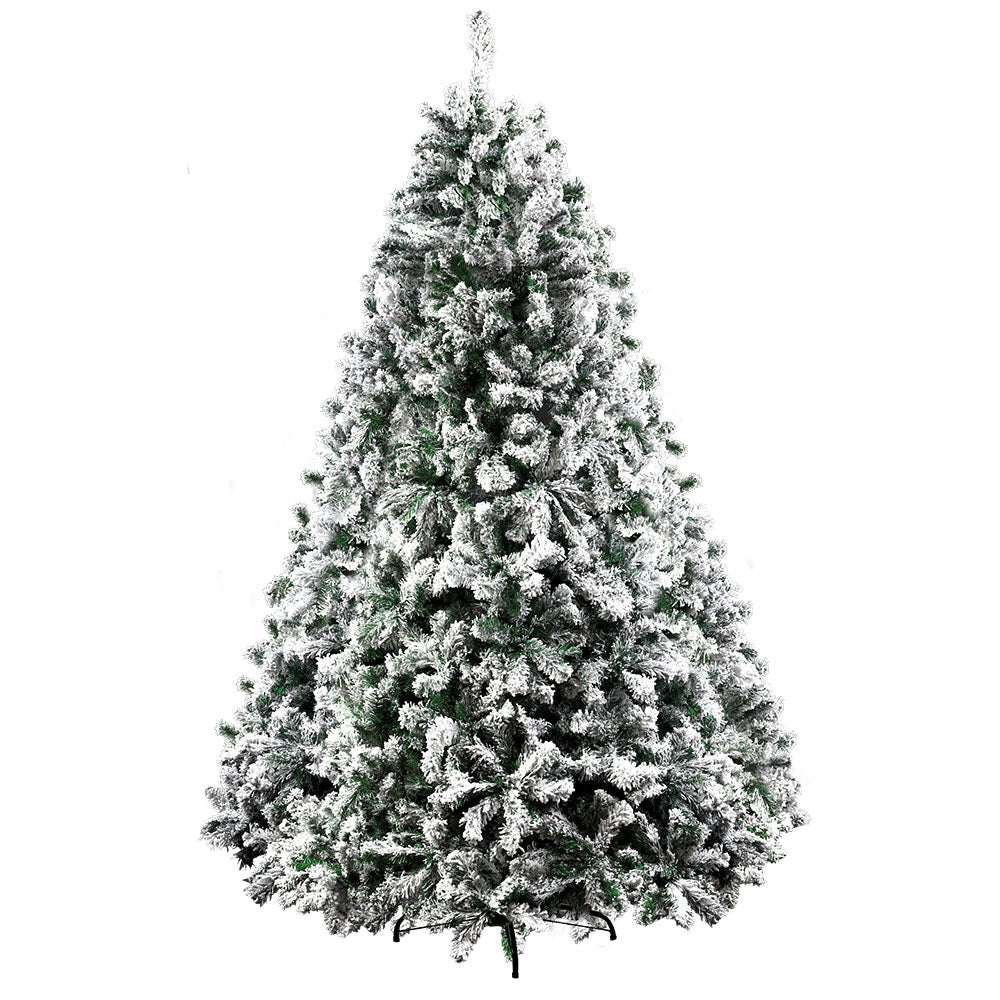 Jingle Jollys Christmas Tree 2.4M Xmas Trees Decorations Snowy 1500 Tips Seasonal Decorations
