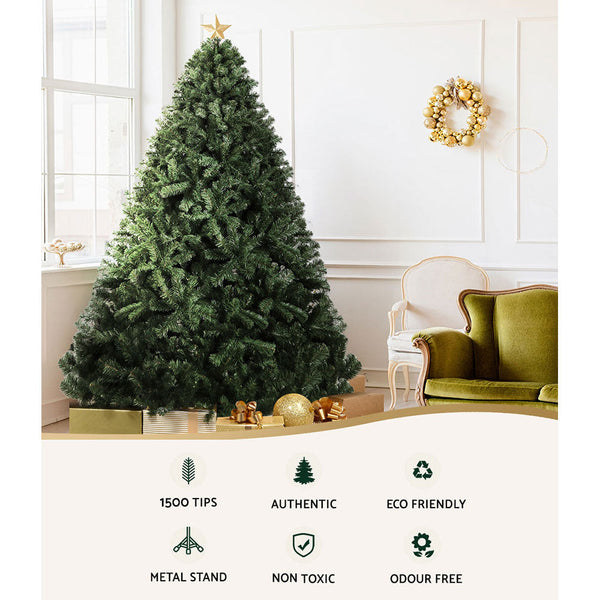 Jingle Jollys Christmas Tree 2.4M Xmas Trees Decorations Green 1500 Tips Seasonal Decorations
