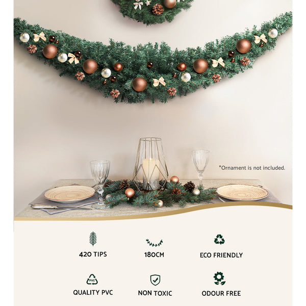 Jingle Jollys 1.8M Christmas Garland Xmas Decorations Green Wedding Party Seasonal Decorations