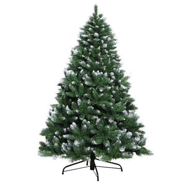 Jingle Jollys Christmas Tree 2.1M Xmas Trees Decorations Snowy Green 1000 Tips Seasonal Decorations