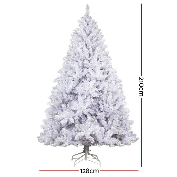 Jingle Jollys Christmas Tree 2.1M Xmas Trees Decorations White 1000 Tips Seasonal Decorations
