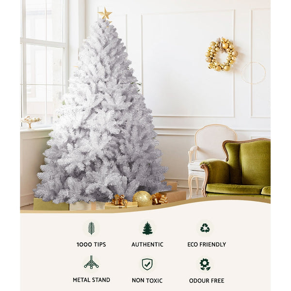 Jingle Jollys Christmas Tree 2.1M Xmas Trees Decorations White 1000 Tips Seasonal Decorations