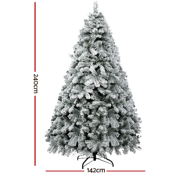 Jingle Jollys Christmas Tree 2.4M Xmas Trees Decorations Snowy 1291 Tips Seasonal Decorations