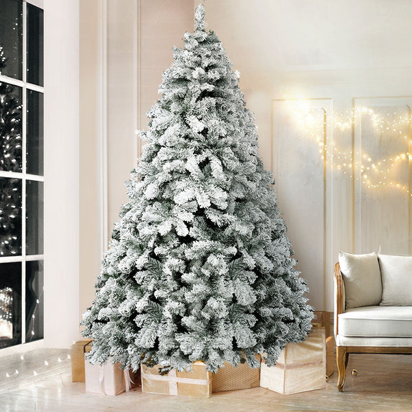 Jingle Jollys Christmas Tree 2.4M Xmas Trees Decorations Snowy 1291 Tips Seasonal Decorations