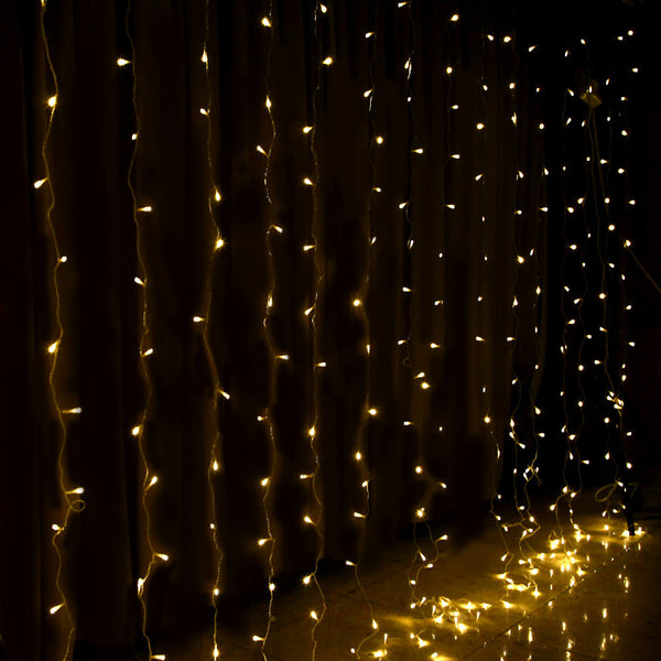 3X6m Christmas Lights Curtain Warm White 600 Led Jingle Jollys Seasonal Decorations