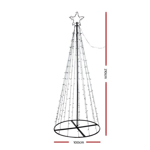 Jingle Jollys Christmas Tree 2.1M 264 Led Xmas Trees Solar Power Multi Colour Seasonal Decorations