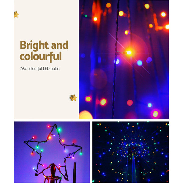 Jingle Jollys Christmas Tree 2.1M 264 Led Xmas Trees Solar Power Multi Colour Seasonal Decorations