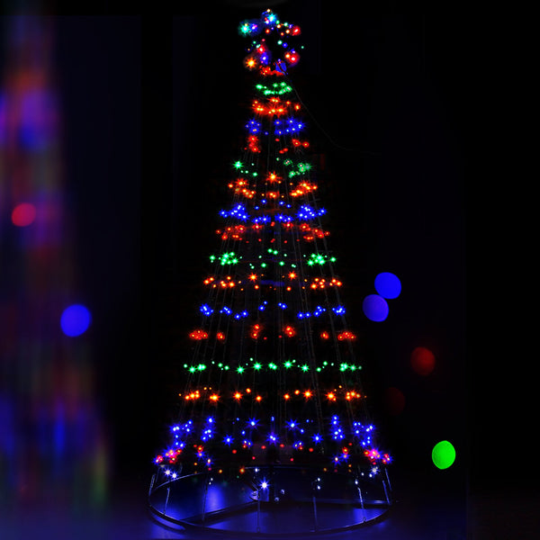 Jingle Jollys Christmas Tree 2.1M 264 Led Xmas Trees Solar Power Multi Colour Seasonal Decorations
