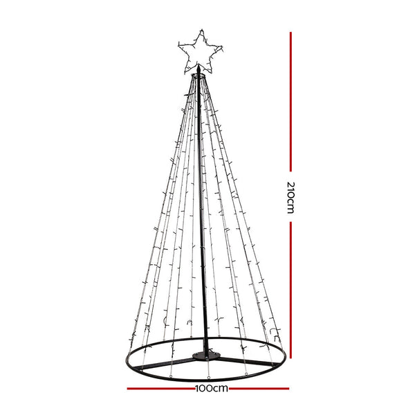 2.1M Christmas Tree Led Solar Warm Jingle Jollys Seasonal Decorations