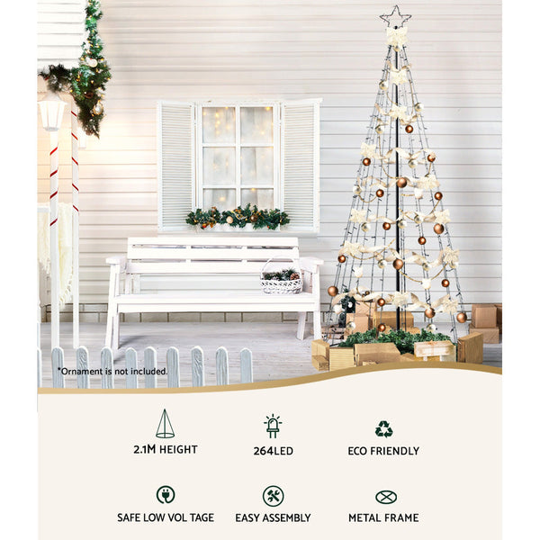 2.1M Christmas Tree Led Solar Warm Jingle Jollys Seasonal Decorations