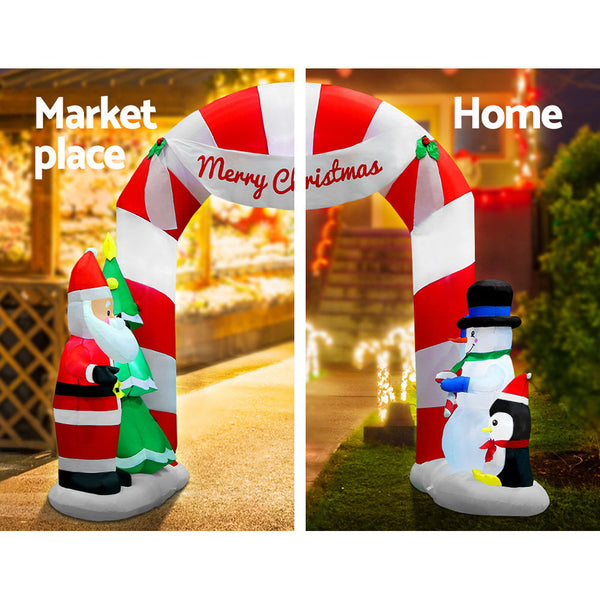 Jingle Jollys Christmas Inflatable Santa Archway 3M Outdoor Decorations Lights Seasonal Decorations