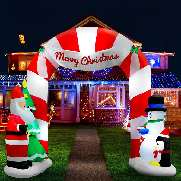 Jingle Jollys Christmas Inflatable Santa Archway 3M Outdoor Decorations Lights Seasonal Decorations