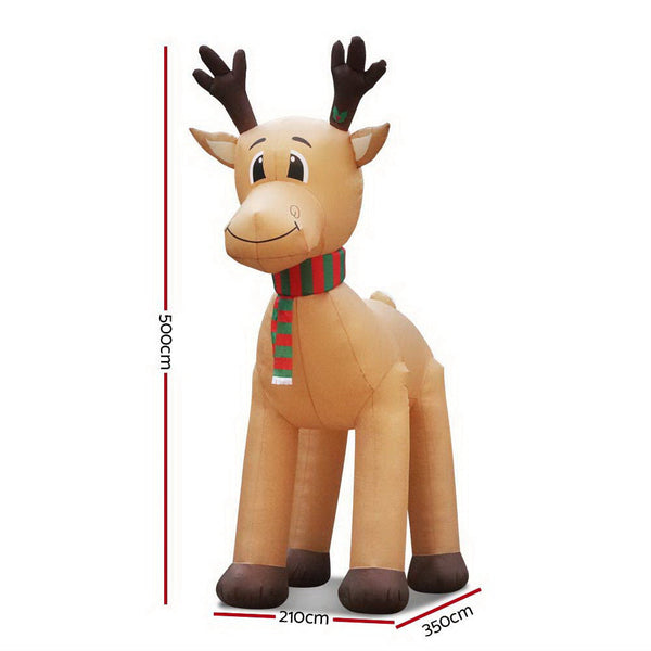Jingle Jollys Christmas Inflatable Reindeer 5M Illuminated Decorations Seasonal Decorations