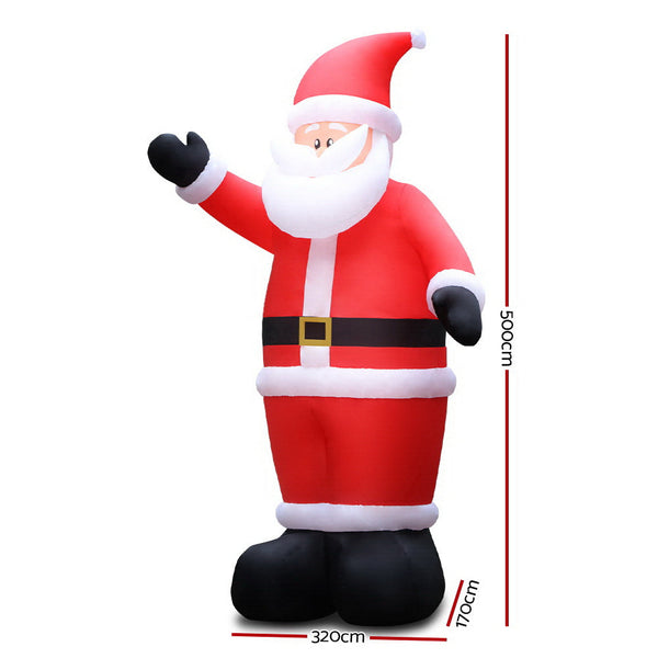 Jingle Jollys 5M Christmas Inflatable Santa Decorations Outdoor Air Power Light Seasonal Decorations