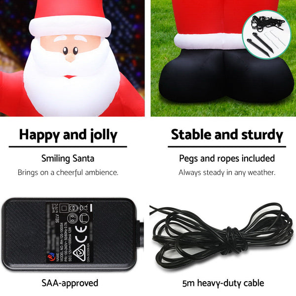Jingle Jollys 5M Christmas Inflatable Santa Decorations Outdoor Air Power Light Seasonal Decorations