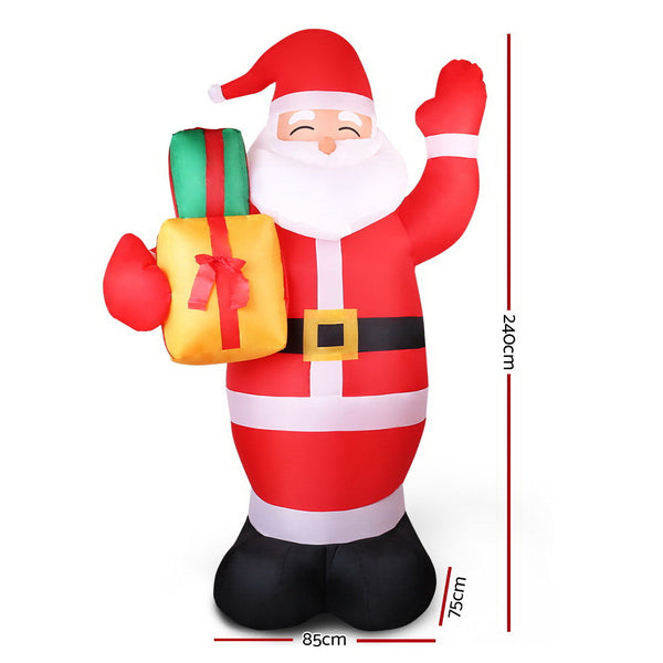 Jingle Jollys Christmas Inflatable Santa 2.4M Outdoor Xmas Decorations Lights Seasonal Decorations