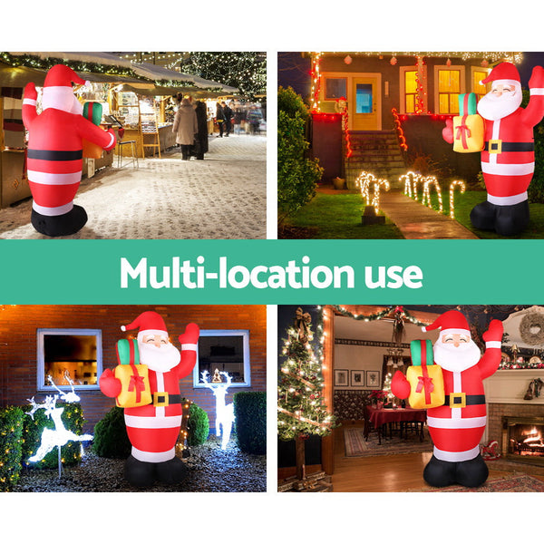 Jingle Jollys Christmas Inflatable Santa 2.4M Outdoor Xmas Decorations Lights Seasonal Decorations