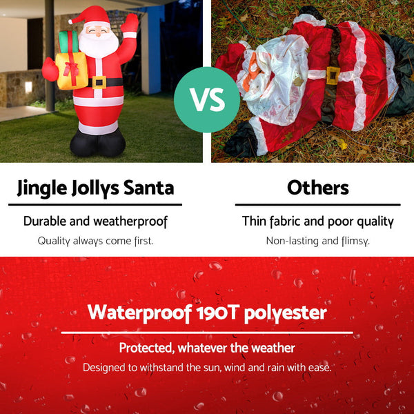 Jingle Jollys Christmas Inflatable Santa 2.4M Outdoor Xmas Decorations Lights Seasonal Decorations