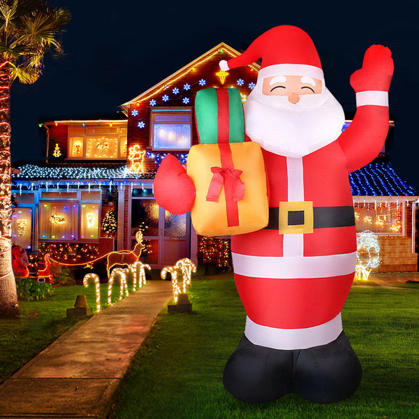Jingle Jollys Christmas Inflatable Santa 2.4M Outdoor Xmas Decorations Lights Seasonal Decorations