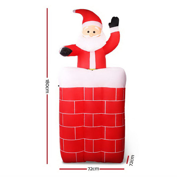 Jingle Jollys Christmas Inflatable Pop Up Santa 1.8M Outdoordecorations Lights Seasonal Decorations