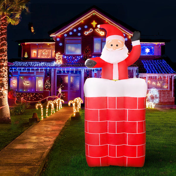 Jingle Jollys Christmas Inflatable Pop Up Santa 1.8M Outdoordecorations Lights Seasonal Decorations
