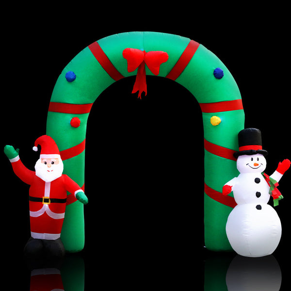Jingle Jollys Christmas Inflatable Giant Arch Way 2.8M Santa Snowman Light Decor Seasonal Decorations