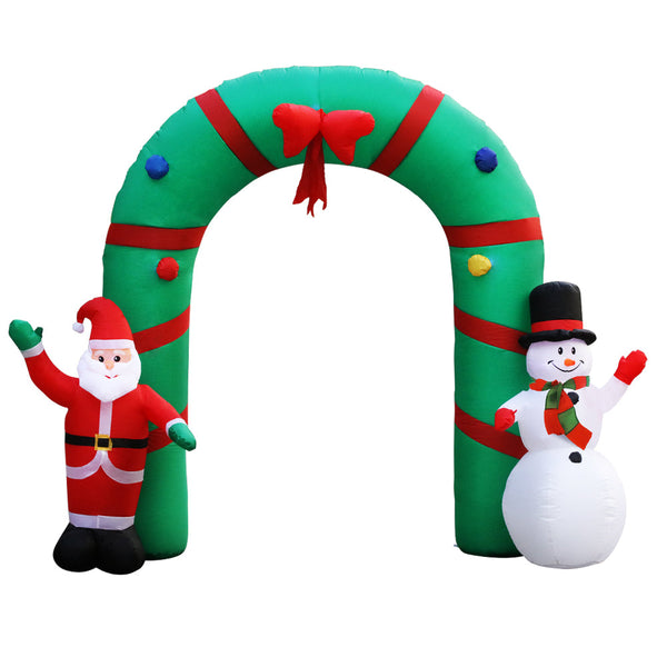 Jingle Jollys Christmas Inflatable Giant Arch Way 2.8M Santa Snowman Light Decor Seasonal Decorations