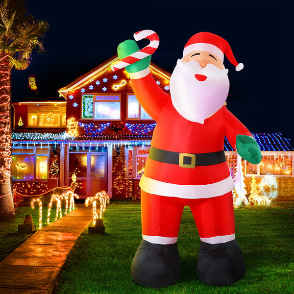 Jingle Jollys Christmas Inflatable Santa 3M Xmas Outdoor Decorations Led Lights Seasonal Decorations