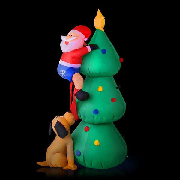 Jingle Jollys Christmas Inflatable Santa Tree 1.8M Lights Outdoor Decorations Seasonal Decorations