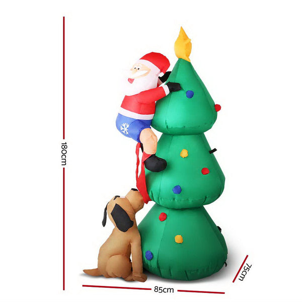 Jingle Jollys Christmas Inflatable Santa Tree 1.8M Lights Outdoor Decorations Seasonal Decorations