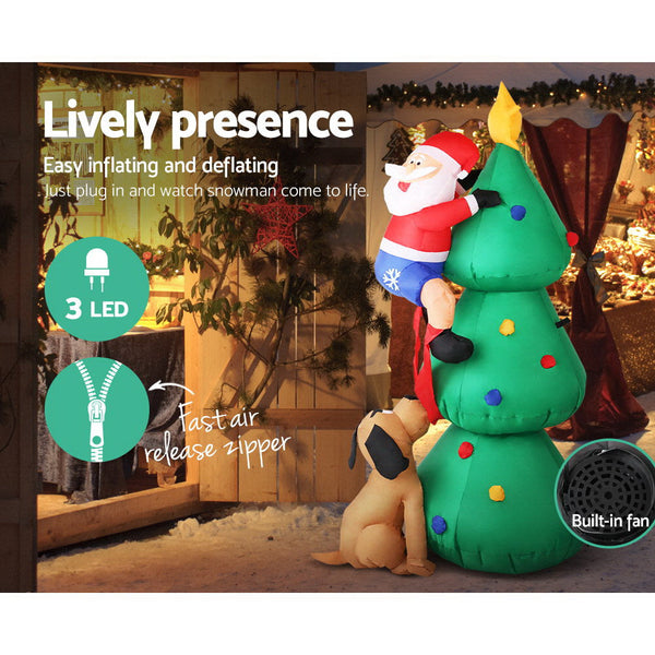 Jingle Jollys Christmas Inflatable Santa Tree 1.8M Lights Outdoor Decorations Seasonal Decorations