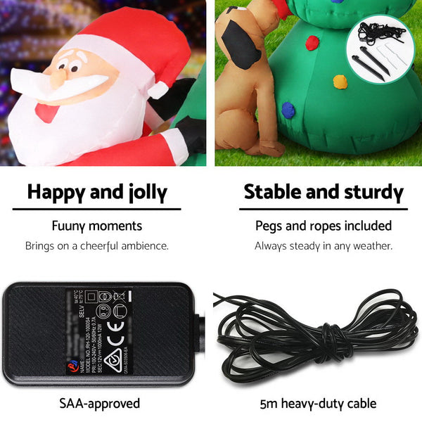 Jingle Jollys Christmas Inflatable Santa Tree 1.8M Lights Outdoor Decorations Seasonal Decorations