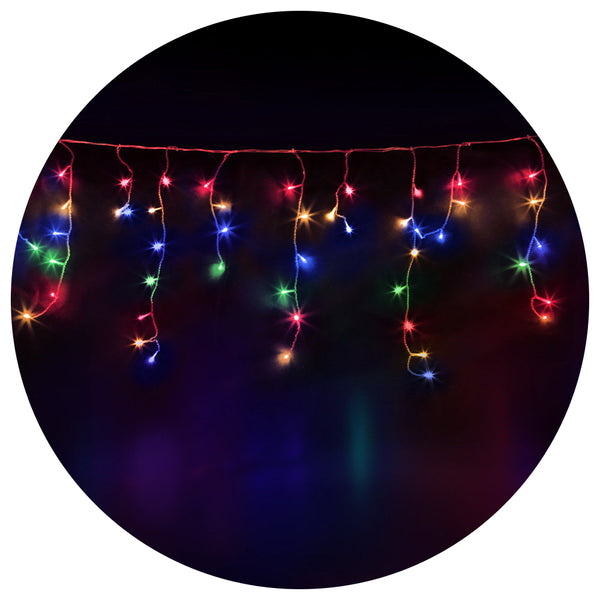12.5M Christmas Lights Solar Icicle String Multi Colour Jingle Jollys Seasonal Decorations