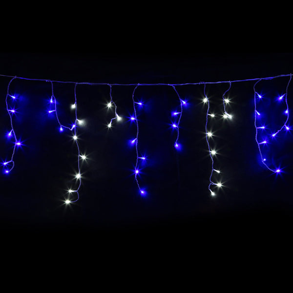 Jingle Jollys 800 Led Christmas Icicle Lights White And Blue Seasonal Decorations