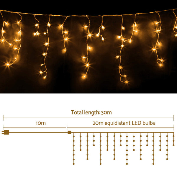 20M Christmas Lights Icicle 800 Led Warm White Decor Jingle Jollys Decorative Lighting