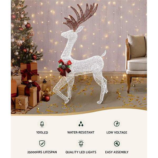 Jingle Jollys Christmas Lights Motif Led Rope Reindeer Waterproof Outdoor Seasonal Decorations
