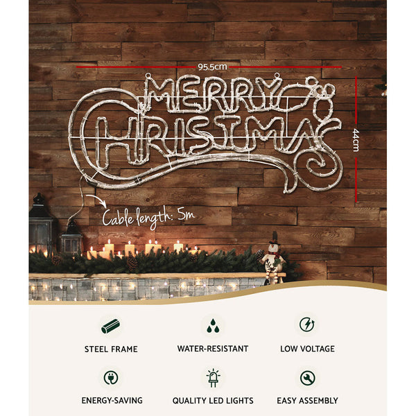 Jingle Jollys Christmas Motif Lights Led Rope Merry Xmas Waterproof Colourful Seasonal Decorations