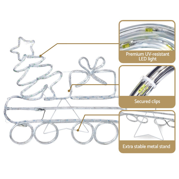 2.1M Christmas Lights 631 Led Train Motif Decorations Jingle Jollys Decorative Lighting