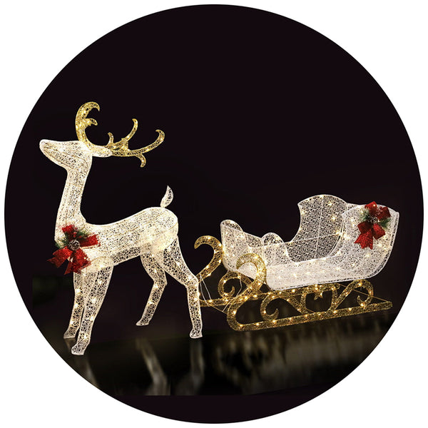 215 Led Christmas Lights Reindeer Sleigh Decorations Jingle Jollys Decorative Lighting
