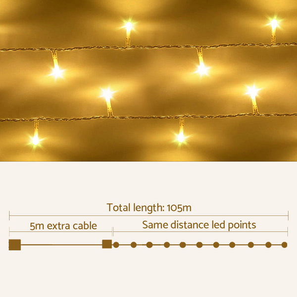 100M Christmas Lights String Fairy 500 Led Warm White Jingle Jollys Seasonal Decorations