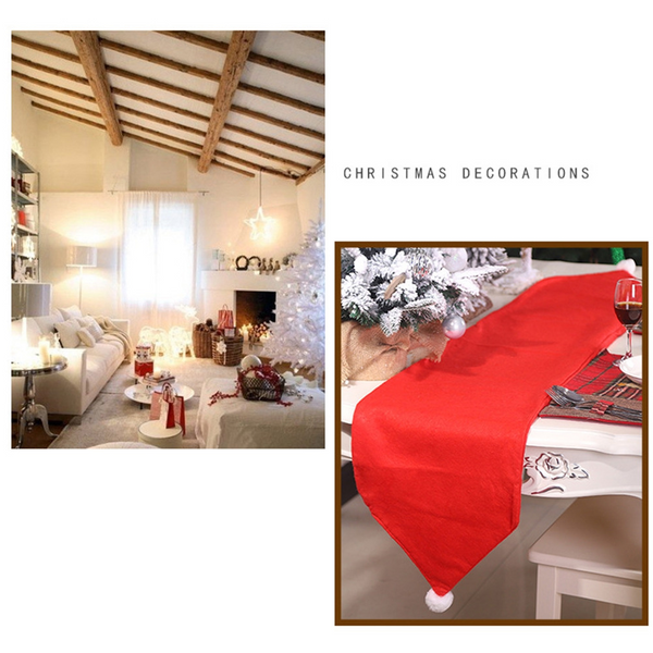 Xmas Santa Gnome Christmas Tablecloth Dining Runner Party Holiday Decor-Red