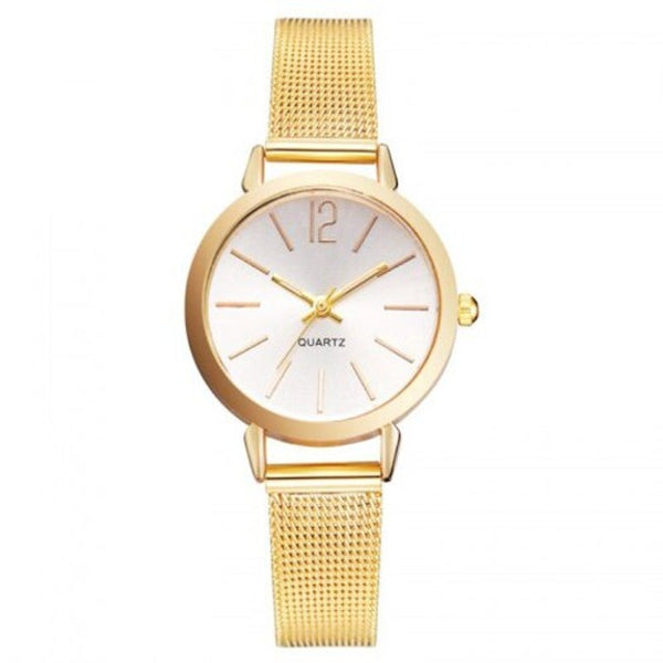 Veile Studios Xr2765 Alloy Mesh Belt Ladies Quartz Watch Yellow Watches