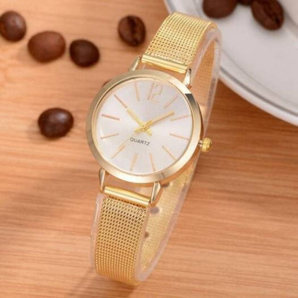 Veile Studios Xr2765 Alloy Mesh Belt Ladies Quartz Watch Yellow Watches