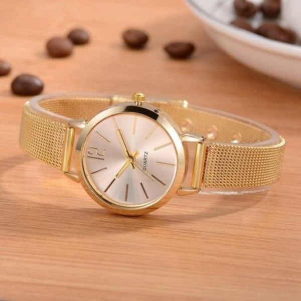 Veile Studios Xr2765 Alloy Mesh Belt Ladies Quartz Watch Yellow Watches