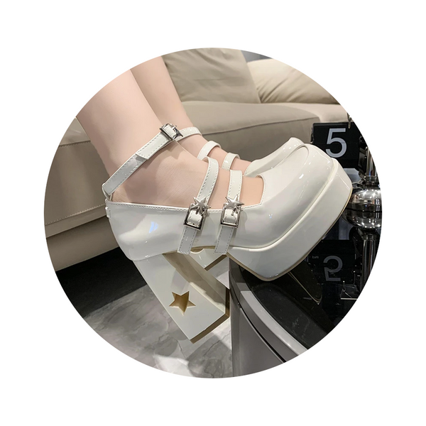 Y2k Chunky Platform High Pumps Women Punk Thick Mary Jane Shoes Heels