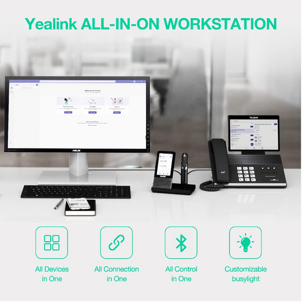 Yealink Wh67 Standard Uc Dect Wirelss Headset For Microsoft Teams, With Touchscreen, Busylight On