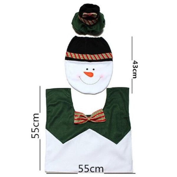 1 Sets Happy Snowman Christmas Bathroom Toilet Seat Cover Rug Xmas Decoration Year Decorations